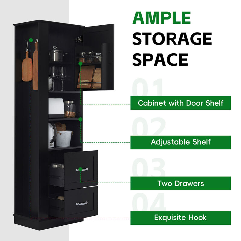 Merax Tall Bathroom Utility Cabinet with Reversible Sides, 2 Adjustable Shelves image number 7
