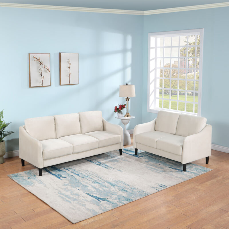 Modern 3-Seater Sofa for Small Space, Velvet Beige