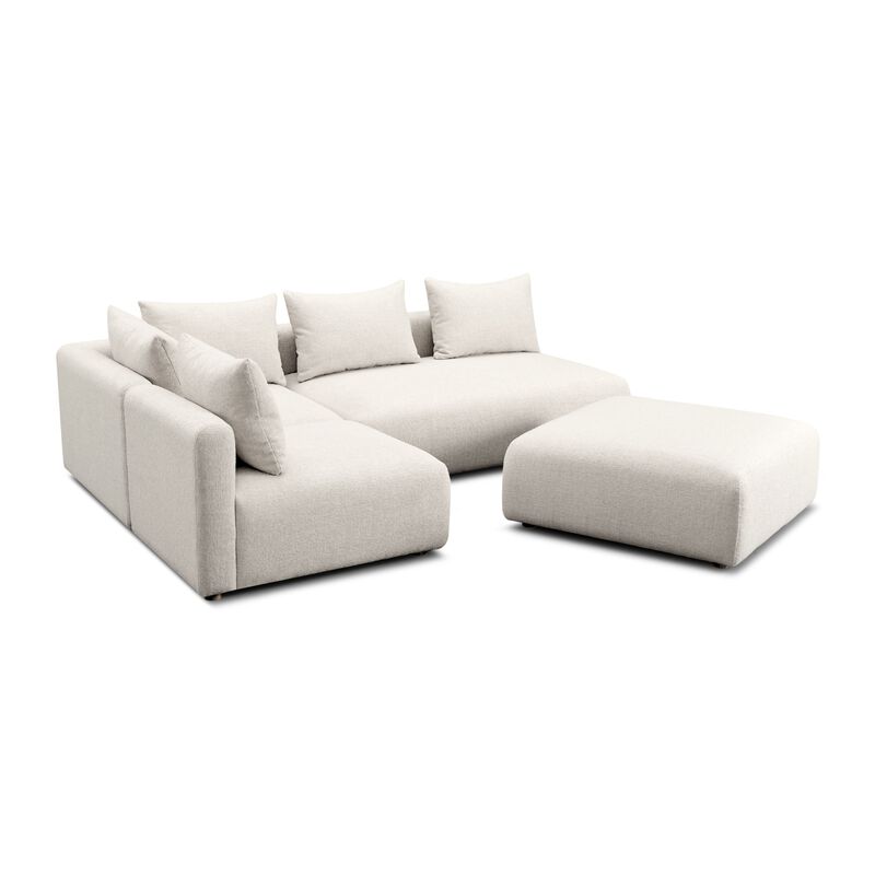 Hangover Heavy Textured Fabric 4-Piece Modular Chaise Sectional image number 3