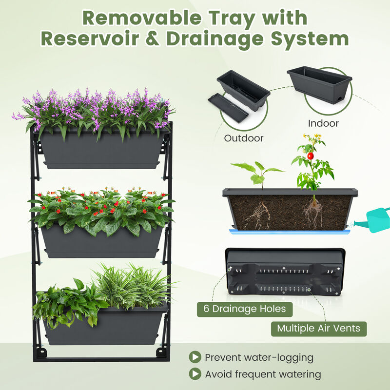 Hanging Vertical Planter Wall-mounted Adjustable with Detachable Hooks image number 5