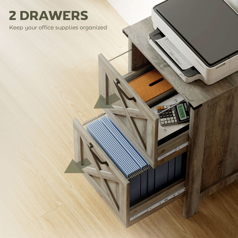Hivvago Rustic 2-Drawer Vertical Filing Cabinet for Home or Office image number 4