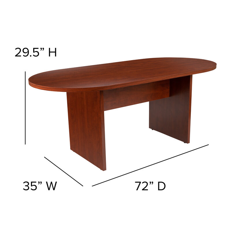 Flash Furniture 6 Foot (72 inch) Oval Conference Table in Rustic Gray image number 5