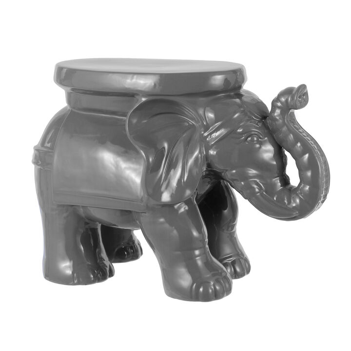 White Elephant Ceramic Garden Stool
