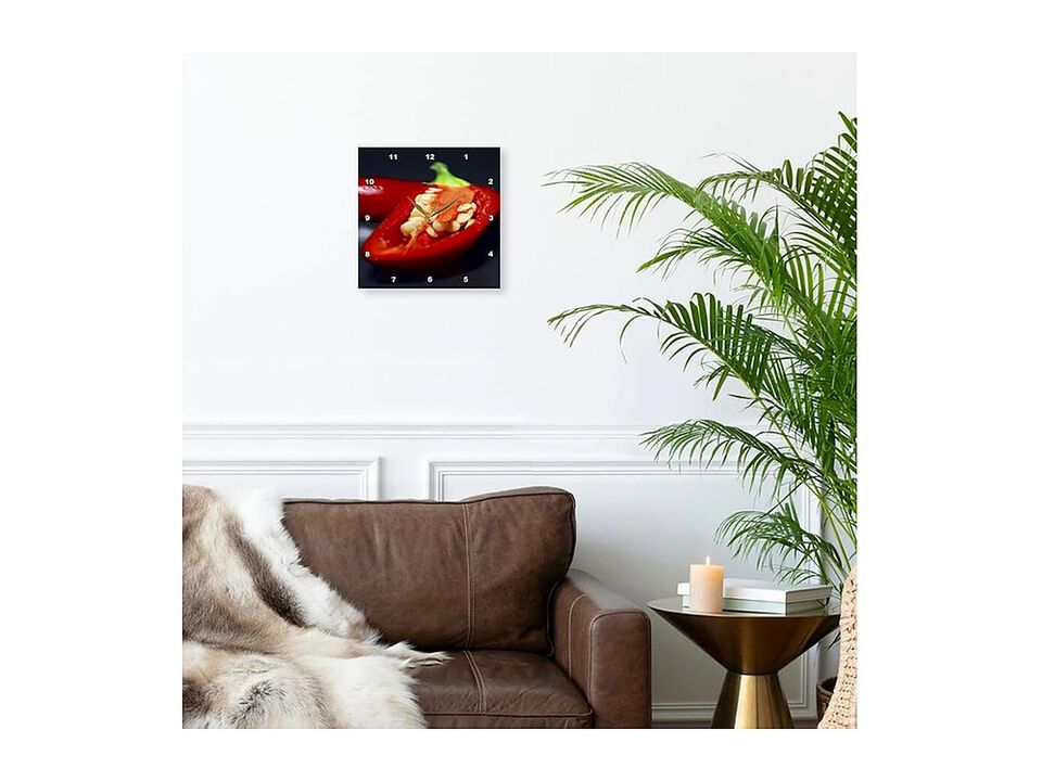 Capiscum Seeds Chili Pepper Chilli Wall Clock 13 Inch Red Home Decor
