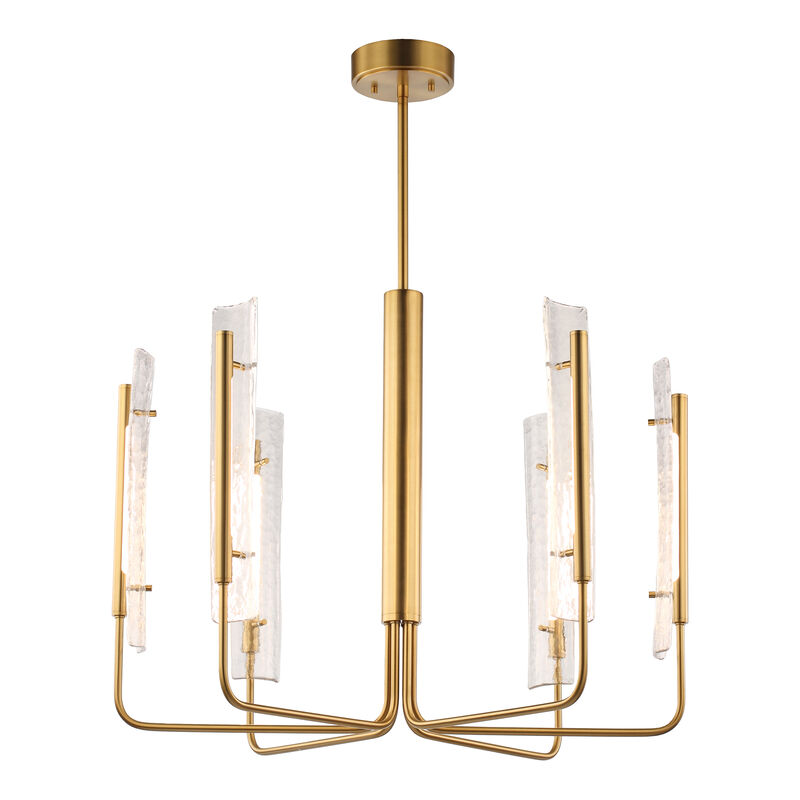 33.7 in. 6-Light Gold Ceiling Light with Glass Shade
