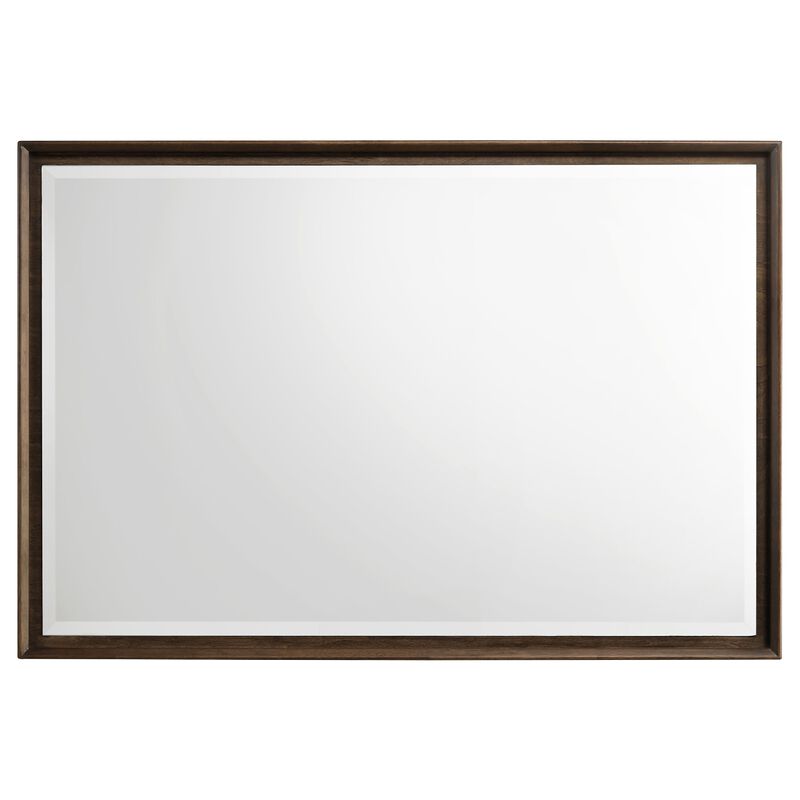 Genu Dresser Mirror, Warm Brown Wood Frame, Beveled Glass, 34 Inch
