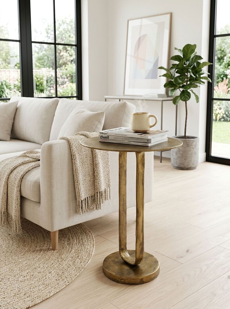 MonoLoop Round End Table Brass Antique image number 7