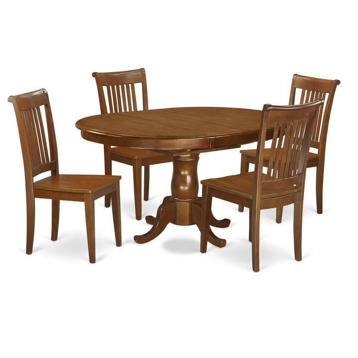 5 Pc Dining room set-Oval Dining Table with Leaf and 4 Dining Chairs
