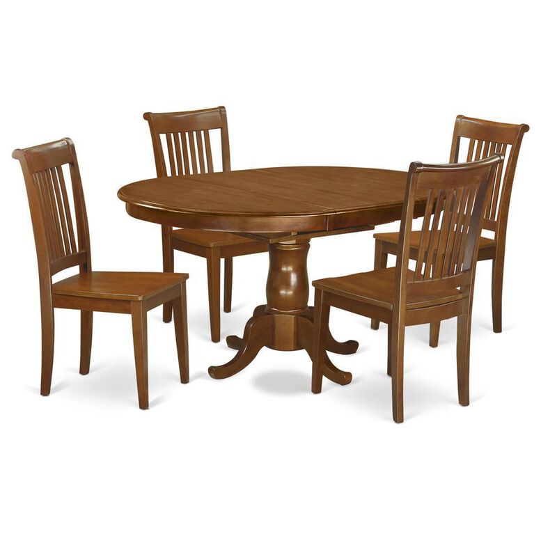 5 Pc Dining room set-Oval Dining Table with Leaf and 4 Dining Chairs