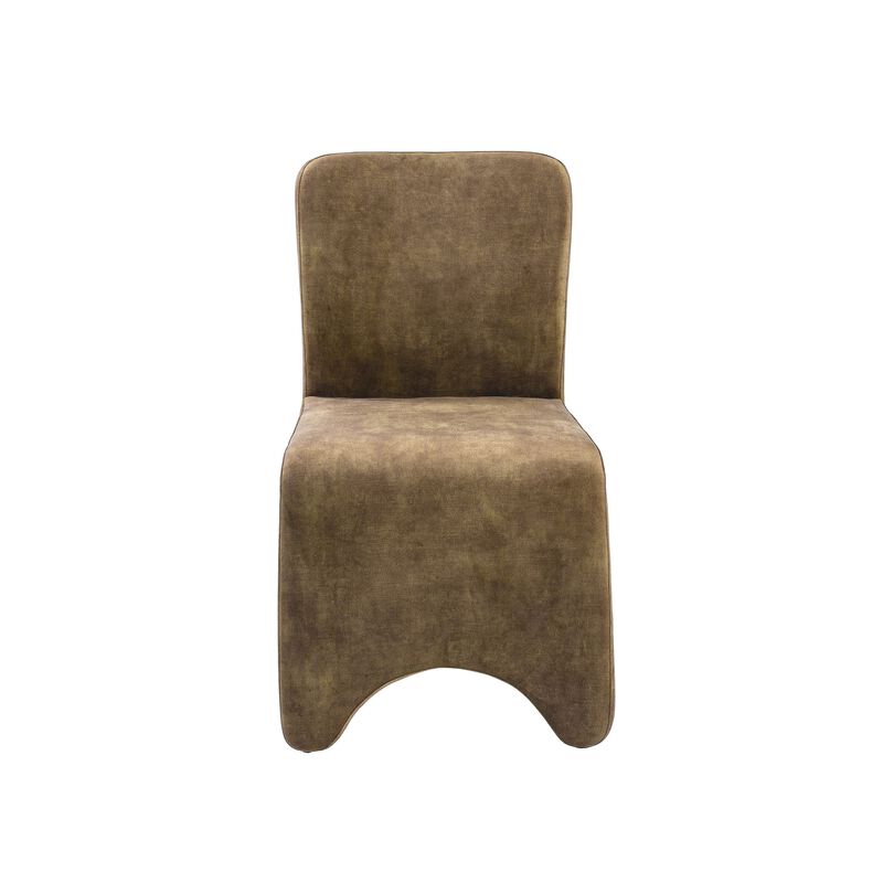 Cid Lou 19 Inch Side Dining Chair Set of 2, Brown Polyester, Panel Frame image number 2