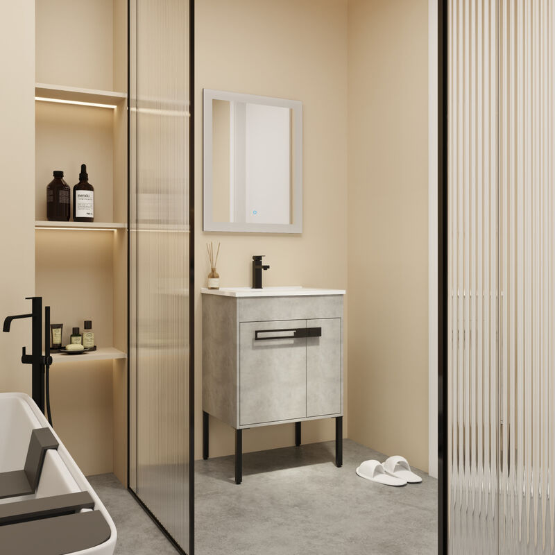 24 Inch Bathroom Vanity, Freestanding Bathroom Vanity or Floating is Optional Conversion-00324CG-1-G-BL9060B(KD-Packing)