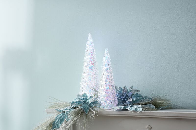 LED Iridescent Holiday Pine Tree – Decorative Light-Up Tree for Christmas Table, Entryway, or Mantel Styling
