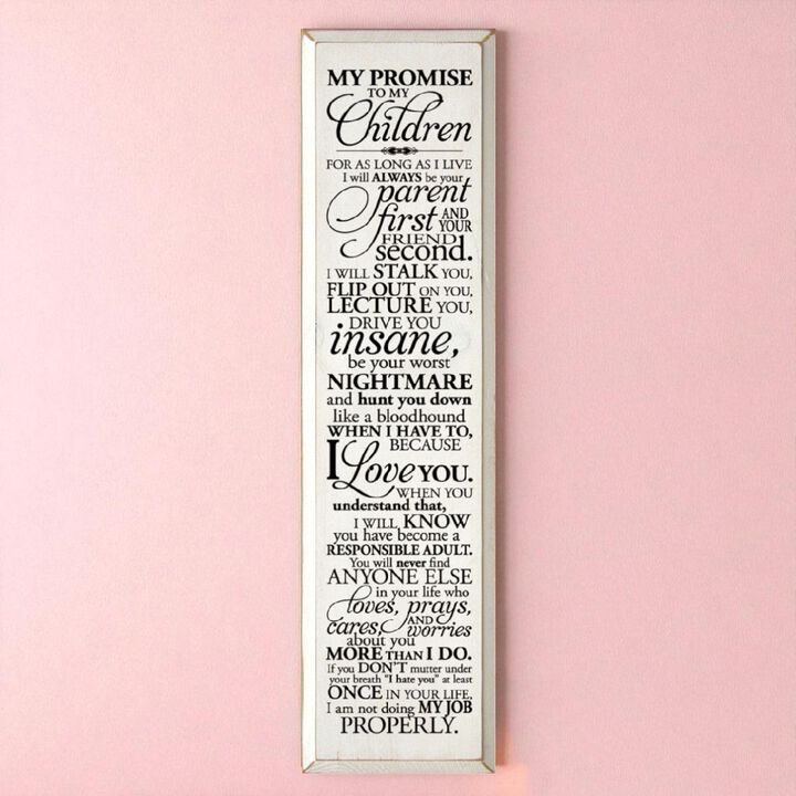 Parent Promise Wood Sign Inspirational Family Quote Rustic Home Wall Decor