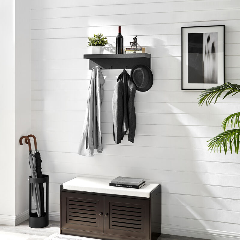 Wall Mounted Coat Rack with Decorative Ledge Shelf