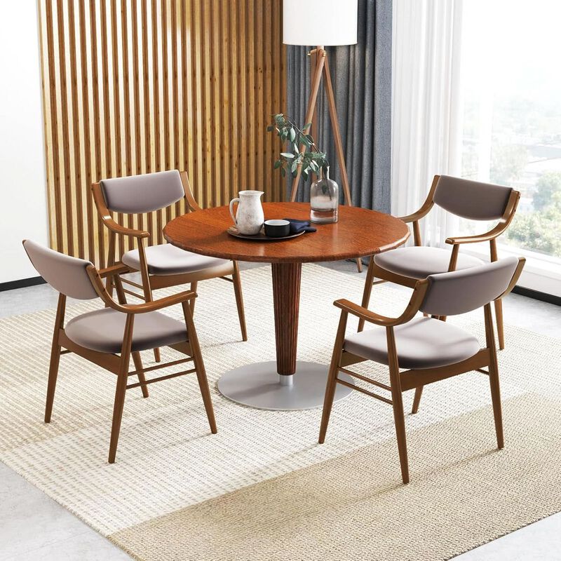 ShipItFurniture Wooden Velvet Upholstered Dining Chair - Rubberwood Frame, Mid-Century Modern image number 4