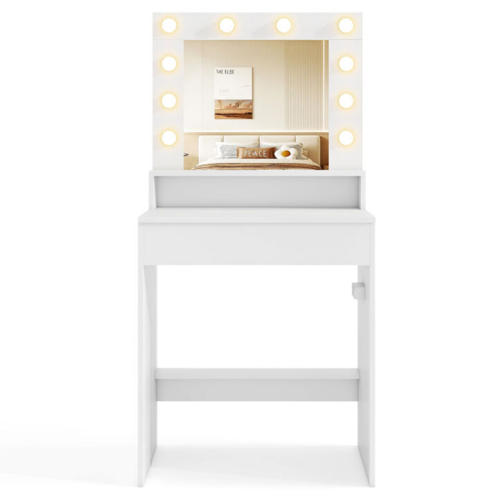 Vanity Desk with Adjustable Brightness and 3 Light Modes, Perfect for Bedroom Use