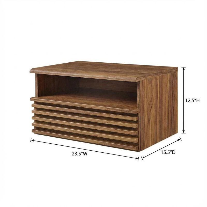 Wall-Mount Nightstand in Brown Finish with Modern Design image number 1