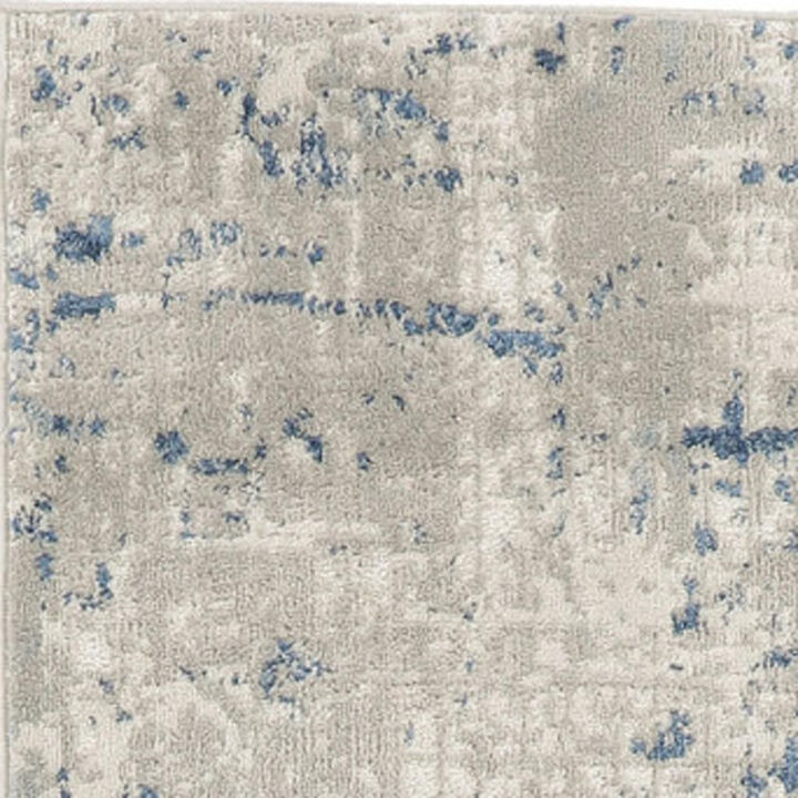 HomeRoots 12' Blue and Gray Abstract Power Loom Runner Rug