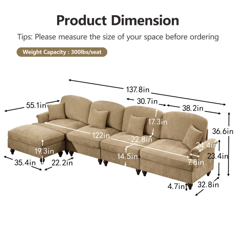 Webfur Mid-Century Modern L-Shaped Sectional Sofa image number 9