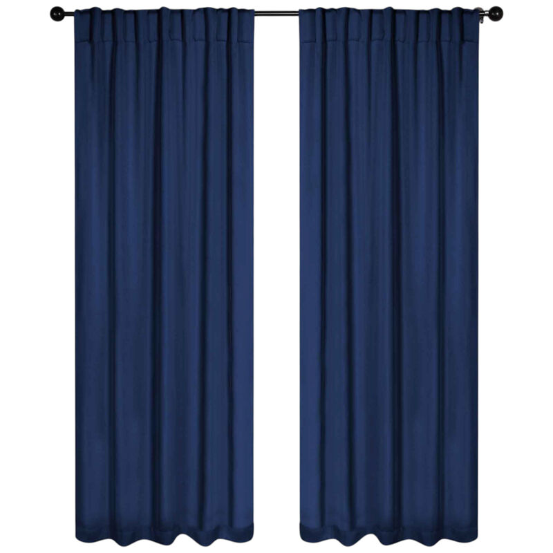 Blackout Window Curtains Set of 2 Solid Room Darkening Back Tab Panels image number 0