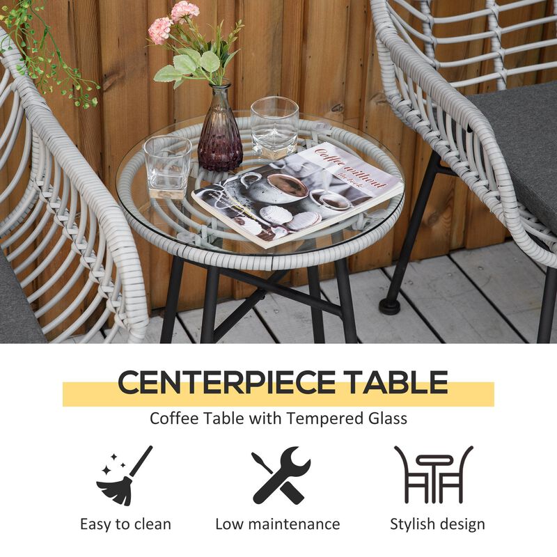 Brown Patio Set: 3-Piece Round Wicker Bistro Furniture