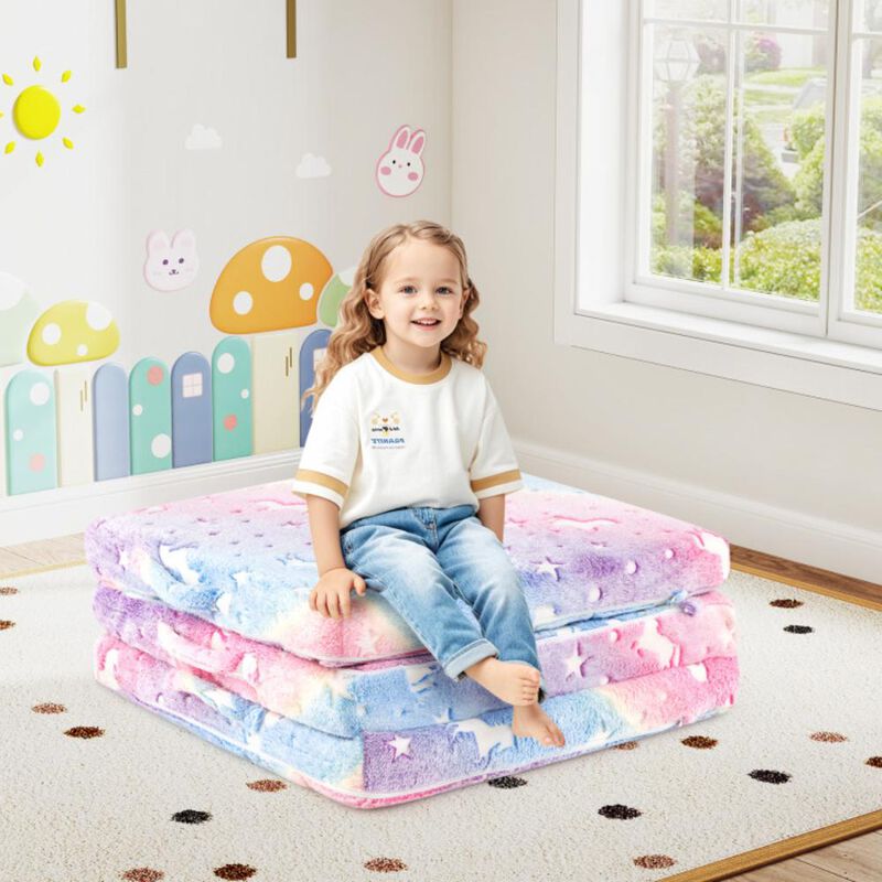 Hivvago Foldable Floor Mattress for Kids with Washable Flannel Cover
