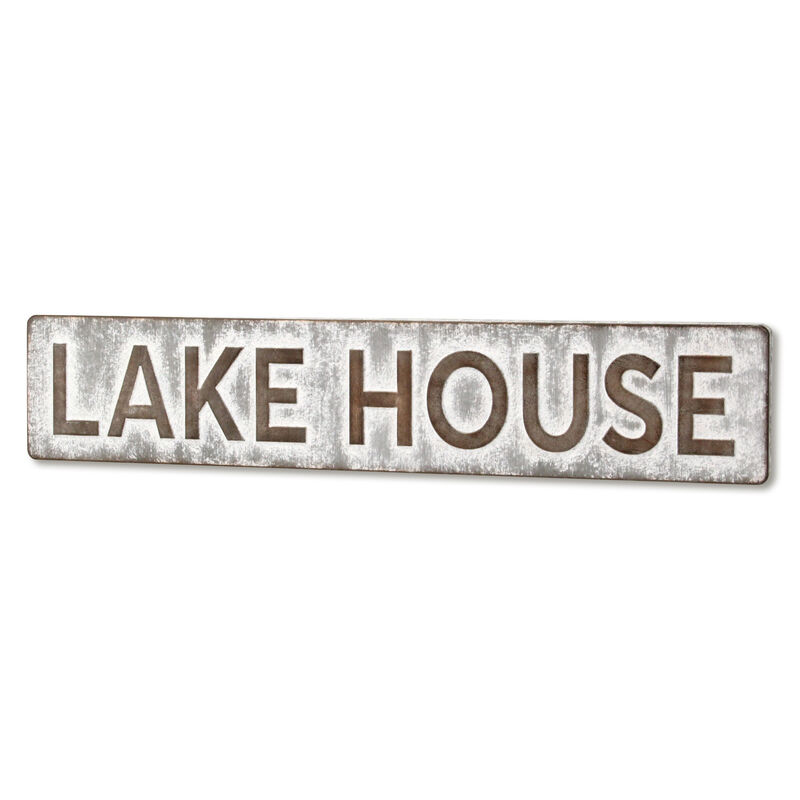 HomeRoots 7" X 36" Gray Lake House Galvanized Metal Wall Decor image number 4
