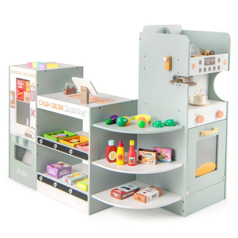 Hivvago Wooden Kids Grocery Store Playset Pretend Play Supermarket