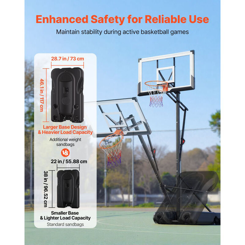 Height Adjustable Basketball Goal with Portable Base, PC Backboard for Driveway & Poolside-Black image number 4