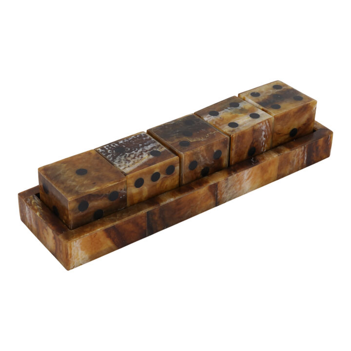 11x3" Tortoise Resin Dice Set, Brown