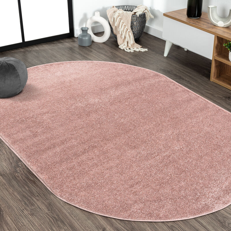 Haze Solid Low Pile Oval Area Rug