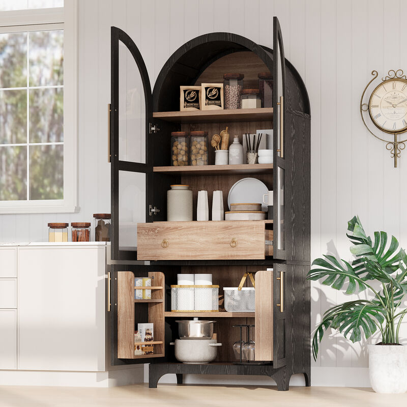 Merax Arched Kitchen Pantry Cabinet with Door Shelves image number 3