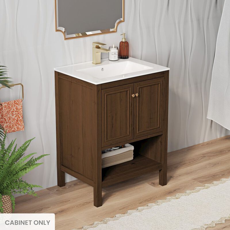 Chateau 24" Freestanding Bathroom Vanity Cabinet without Top in Brown Oak image number 1