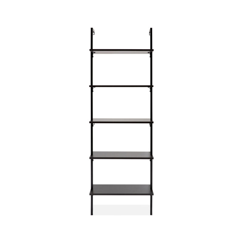 Madera  Industrial 5-Shelf Wood Wall-Mounted Open Ladder Bookcase
