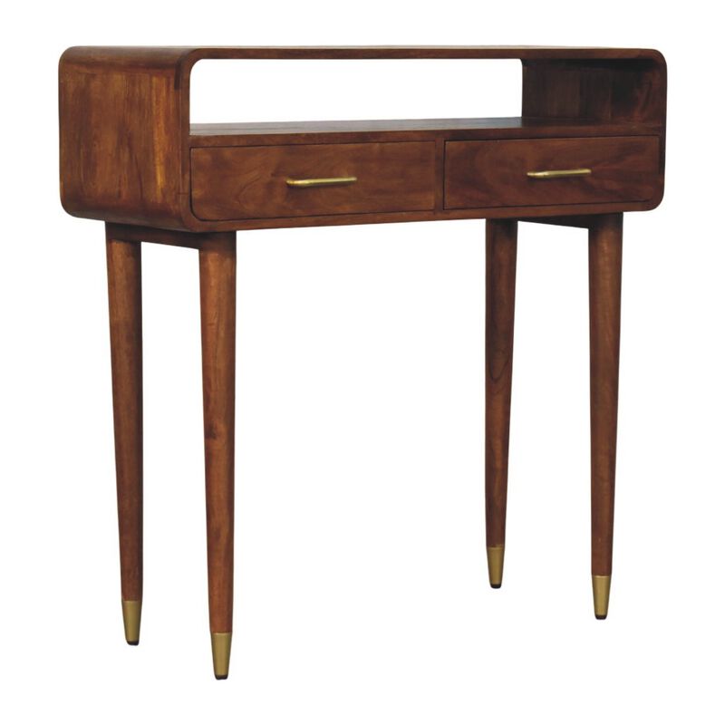 Artisan Furniture Solid Wood Valenza Curved Console Table, Brown image number 2