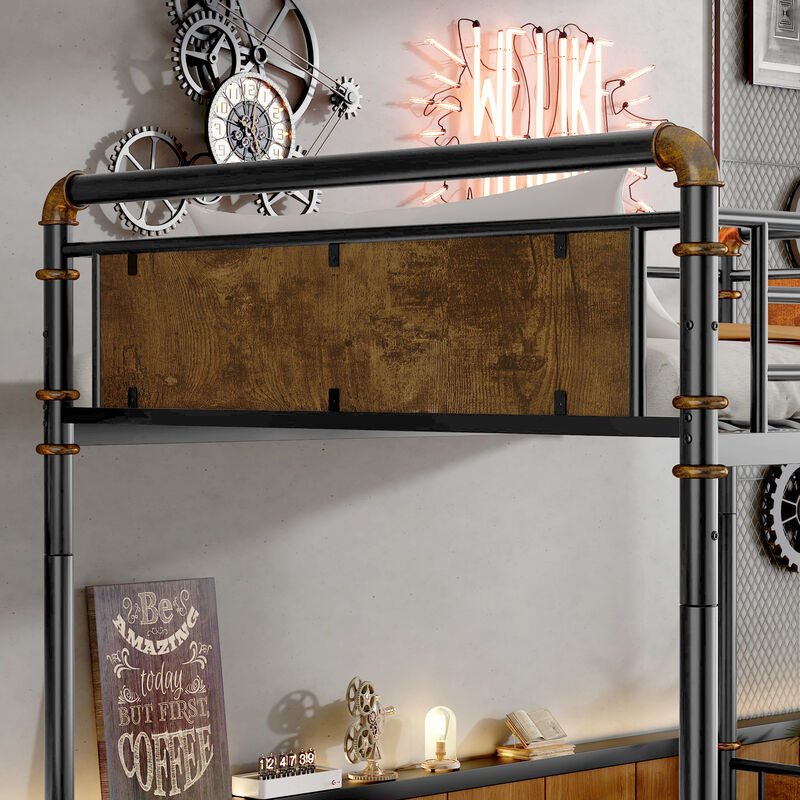 Detachable Metal Bunk Bed with Safety Guard Rails &ndash; Industrial Style for Teen Bedrooms
