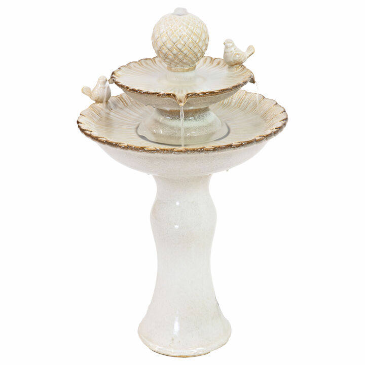 Sunnydaze 2-Tier Resting Birds Ceramic Outdoor Water Fountain - 27-Inch