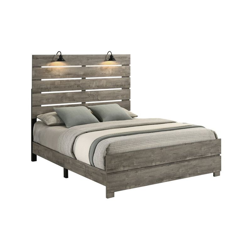 Best Quality Furniture Modern Full Size Panel Bed In Antique Gray
