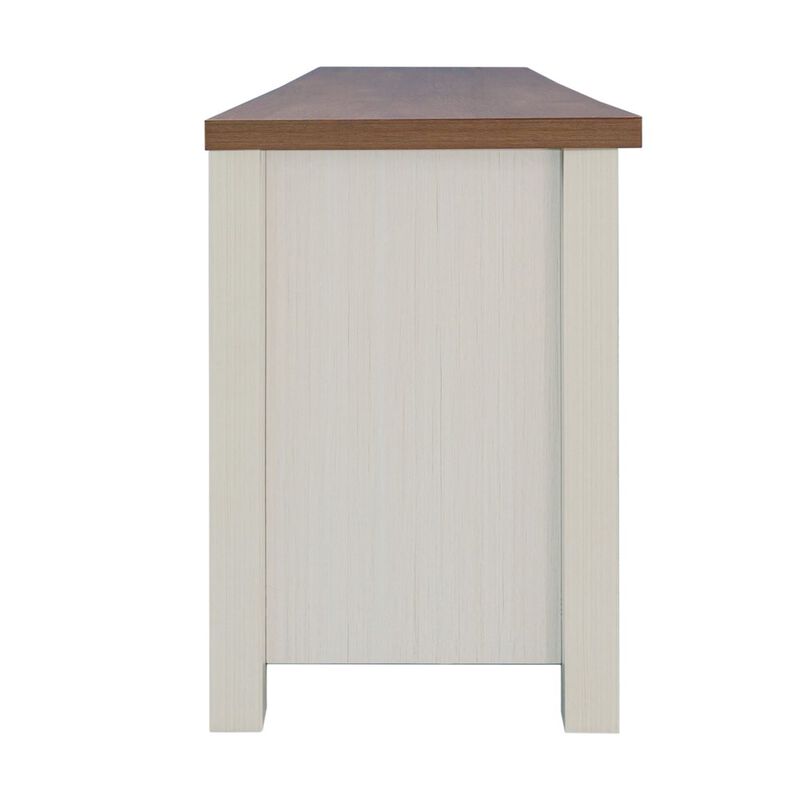 Flash Furniture 65" Open Media Console Cabinet for up to 80" TV's, Walnut Top/White Frame image number 3