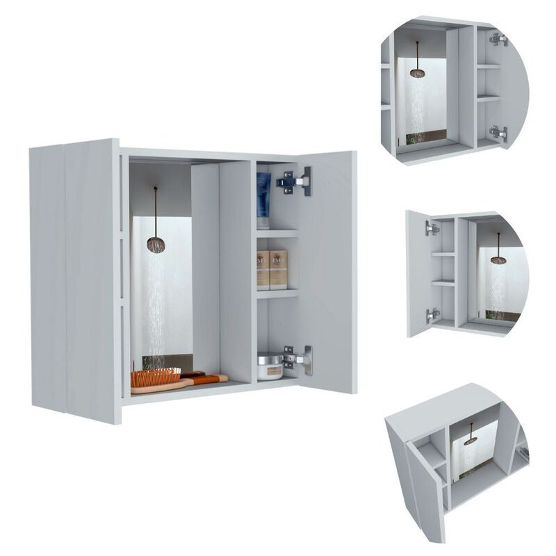 DEPOT E-SHOP Garnet Medicine Double Door Cabinet, One External Shelf, White