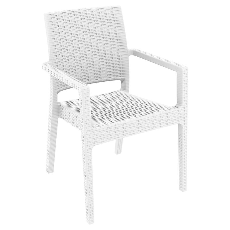 34" Gray Wickerlook Patio Stackable Dining Chair