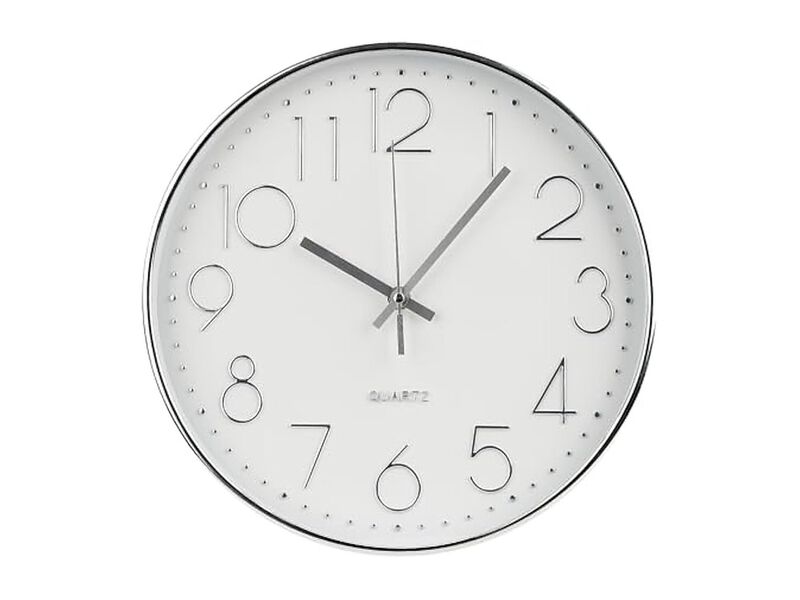 Simple Style Silver Stereoscopic Wall Clock 10 Inch Silent Non Ticking Modern image number 0