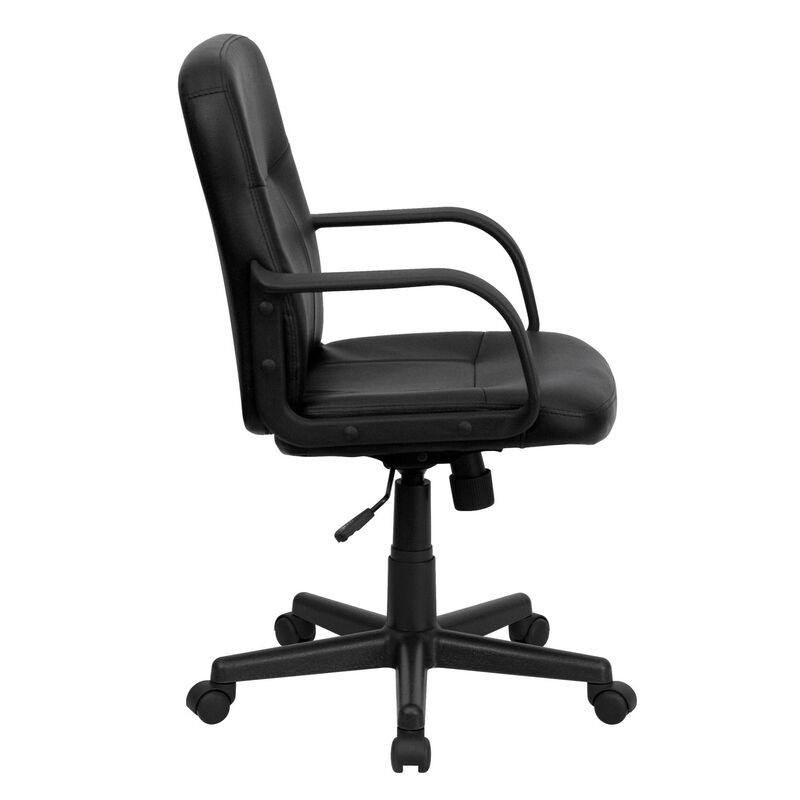 Paulson Mid-Back Black Glove Vinyl Executive Swivel Office Chair with Arms image number 5