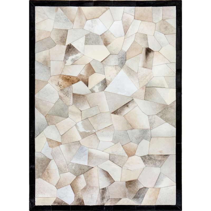 Cowhide Patchwork Rug, Brown Calfskin Floor Rug image number 0