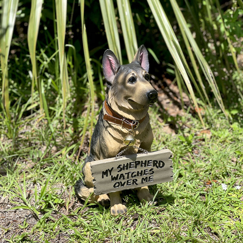 I Don't Dial 911 German Shepherd Guard Dog Warning Statue image number 8