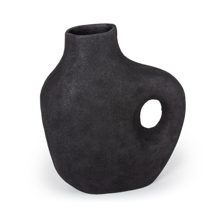 HomeRoots 12" Black Aluminum Modern Abstract Table Vase