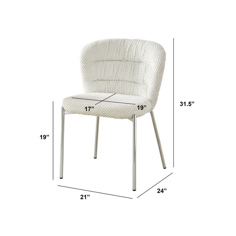 Best Quality Furniture Cream Fluffy Fabric With Silver Base, Set Of 2