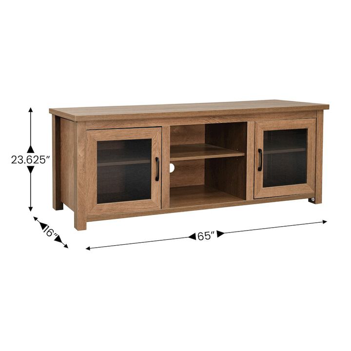 Flash Furniture 65" Entertainment Center with Storage Cabinets for up to 80" TV's, Walnut