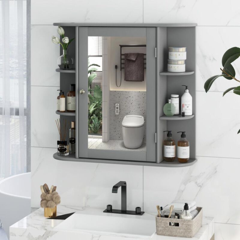 Hivvago Wall-Mounted Bathroom Mirror Cabinet with Storage Shelves