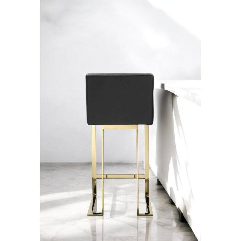 Pangea Home Dexter Counter Stool Faux Leather Black & Gold
